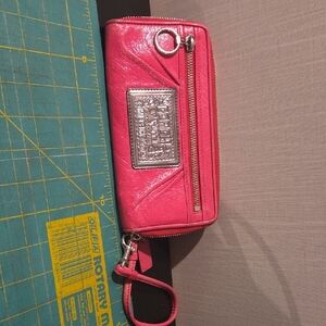 Coach Fuchsia Leather Wristlet